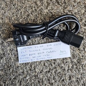 Linetek LS-60 LS60 Power Cable Cord 10A 250V - European Model - Black 3 Ft. New